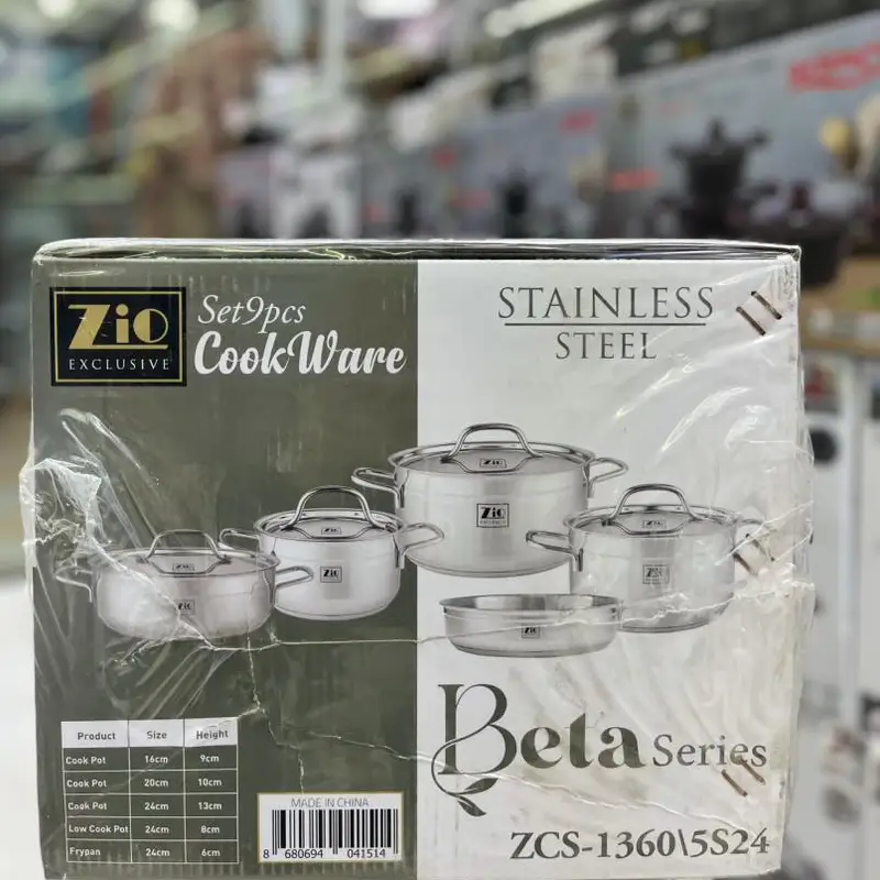 سفارش سرویس قابلمه 9 پارچه زیو تمام استیل مدل ZCS-1360