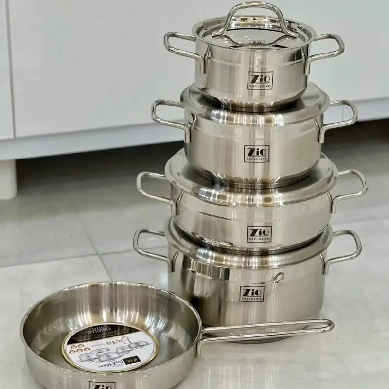 خرید سرویس قابلمه 9 پارچه زیو تمام استیل مدل ZCS-1360