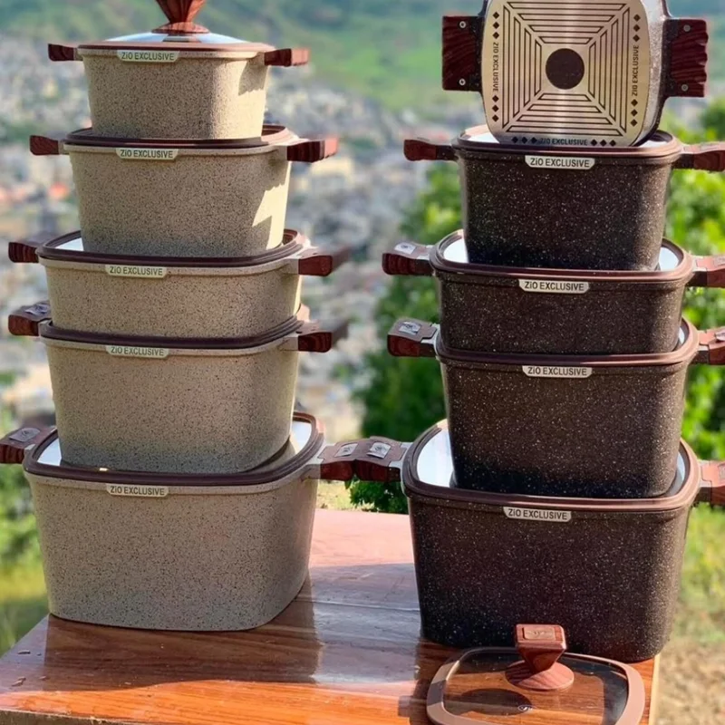 قیمت روز سرویس قابلمه گرانیتی مربع زیو مدل ZCS-8300