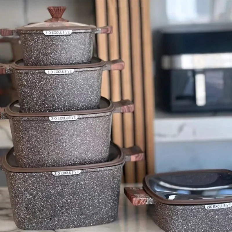 ظرفیت سرویس قابلمه 10 پارچه گرانیتی مربعی زیو مدل Zio ZCS-8300