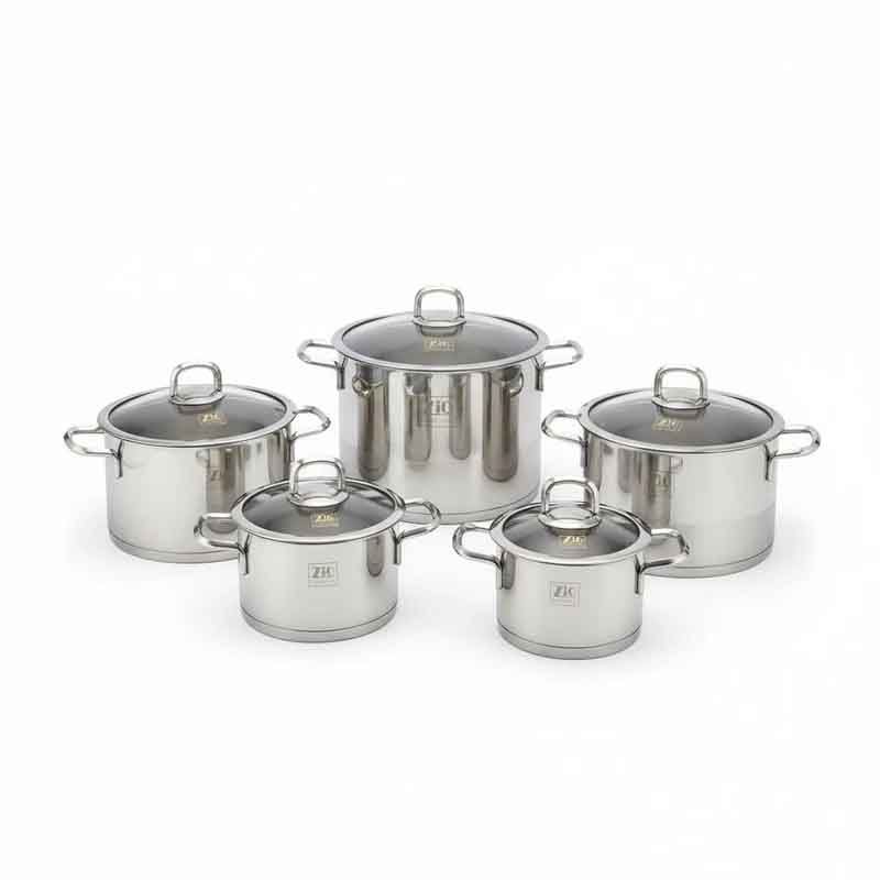 سرویس قابلمه استیل زیو 10 پارچه مدل ZCS-1320