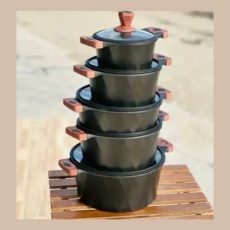 کیفیت سرویس قابلمه 10 پارچه برند زیو ترکیه کد 8510 رنگ مشکی