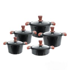 سرویس قابلمه 10 پارچه برند زیو ترکیه کد 8510 رنگ مشکی