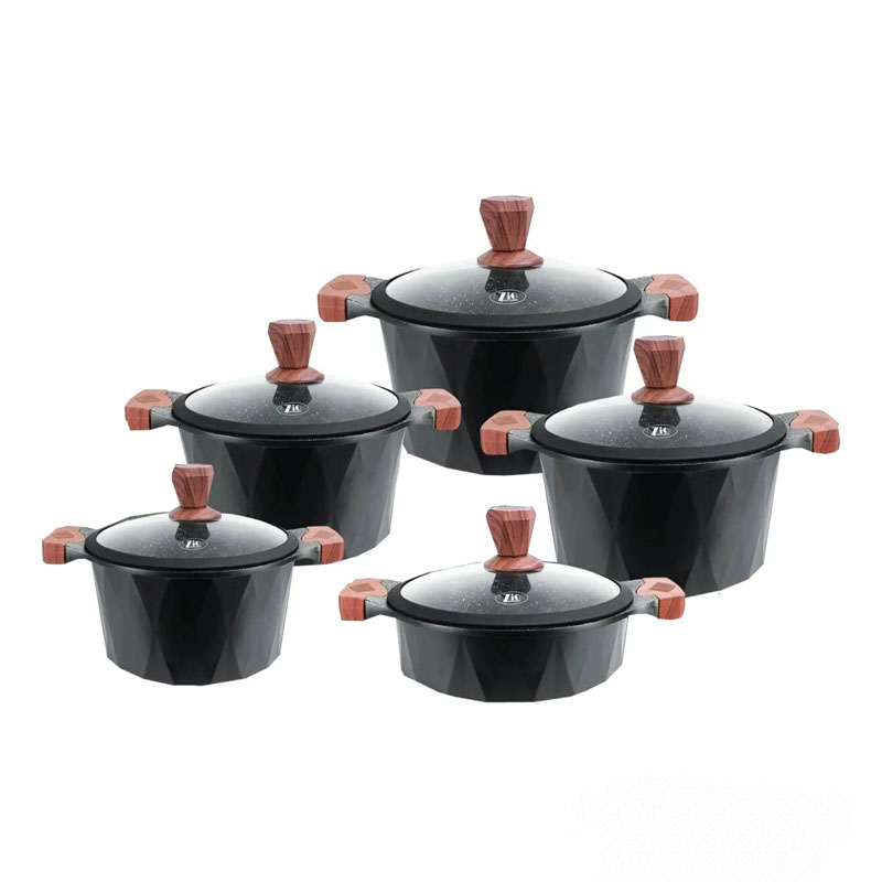 سرویس قابلمه 10 پارچه برند زیو ترکیه کد 8510 رنگ مشکی